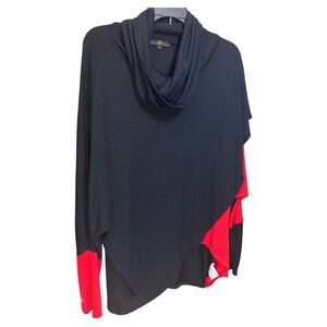 GB New York red and black colorblock cowl neck knit top.‎  Size xl